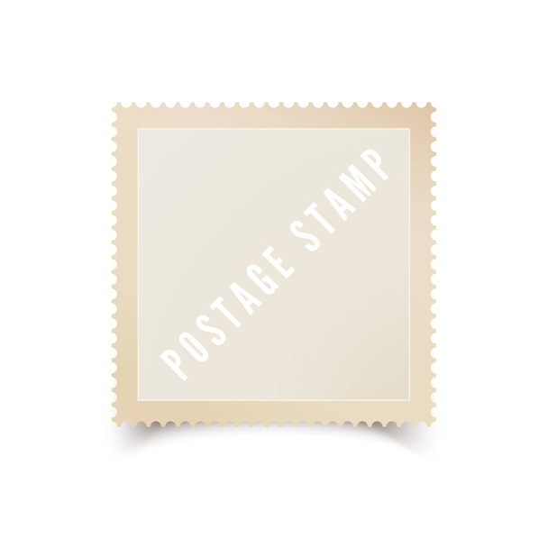 Empty postal stamp template with shadow. Blank postage stamp for your design. Vector illustration isolated on white background - Vector, Imagen