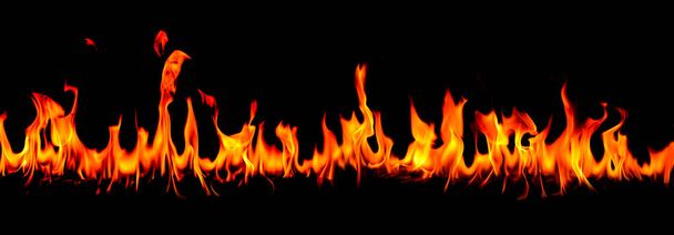 Fire flames on Abstract black background - Photo, Image