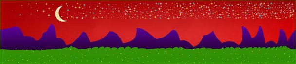 Red sky, and mountains landscape.  - Vector, Image
