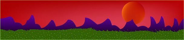 Red sky, and mountains landscape.  - Vector, Image