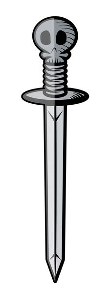 gruseliges Schwert mit schädelförmigem Griff - Vektorillustration - Vektor, Bild