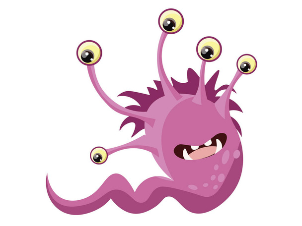 Drawing a good monster, childish. Slug, Gorgon snail. In minimalist style. Cartoon flat vector - Vector, Image