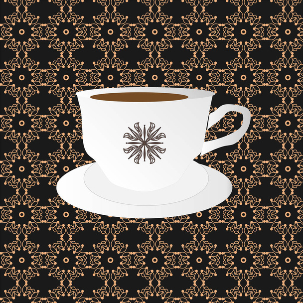 White coffee mug with beautiful floral pattern - Вектор,изображение