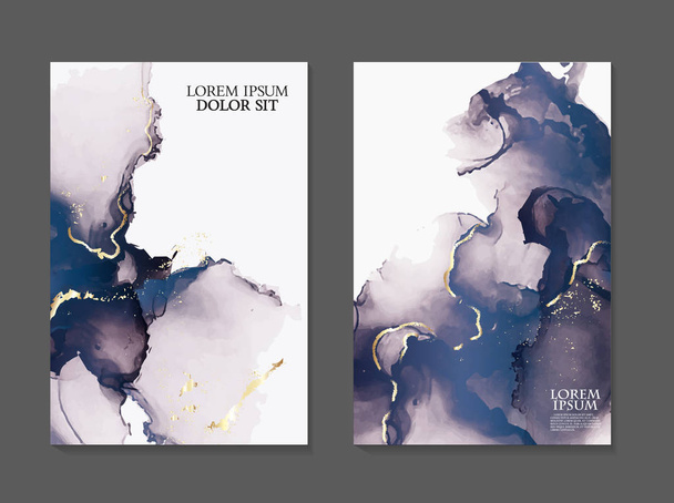 Marble navy watercolor Fluid art. Applicable for design covers, presentation, invitation, flyers, annual reports, posters and business cards. Modern artwork - Vector, Imagen