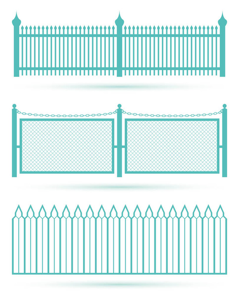Set of three birch color fences. Fence shape. - Vector, Image