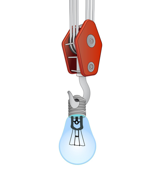 crane hook lifting glossy blue bulb vector - Vektör, Görsel