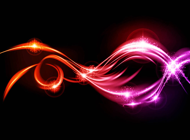 Vector awesome colorful waves on black background - Vector, Image