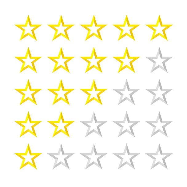 5 sterren rating pictogram vector illustratie. Geïsoleerde badge voor website of app. kwaliteits teken, rang facet ster symbool, eps10 - Vector, afbeelding