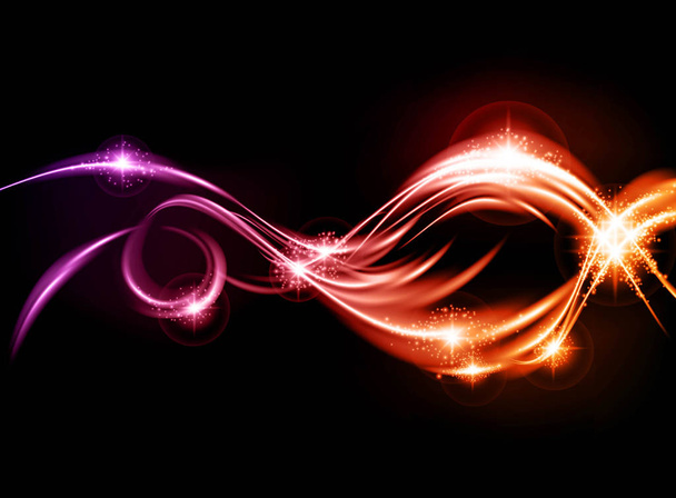 Vector awesome colorful waves on black background - Wektor, obraz