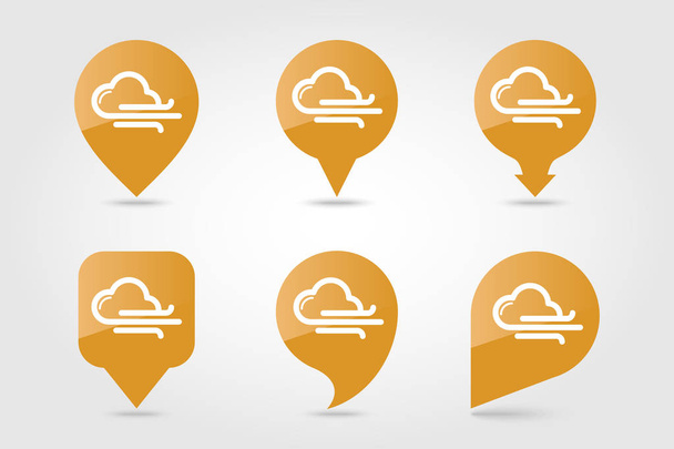 Cloud blows Wind pin map icon. Weather - Vector, Image