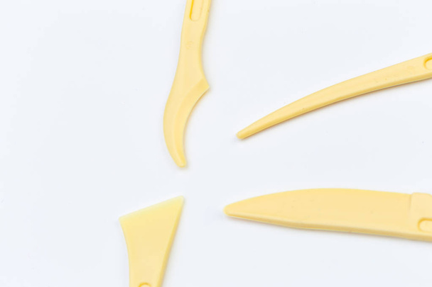 plastic knives for plasticine, isolated on white background - Φωτογραφία, εικόνα