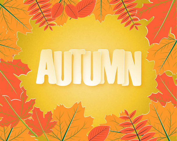 Fondo de hojas de otoño en estilo de corte de papel. Diseño de póster, f
 - Vector, Imagen