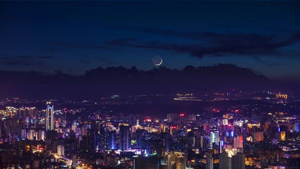 Fuzhou, Çin şehir gece görünümü - Fotoğraf, Görsel