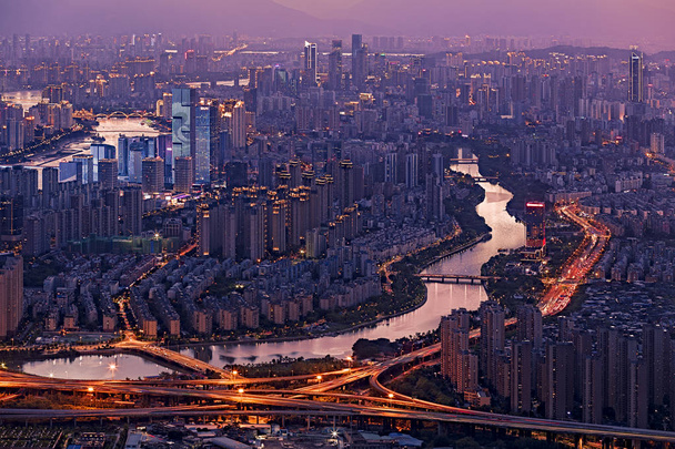 Fuzhou City Night Scene Çin'de - Fotoğraf, Görsel