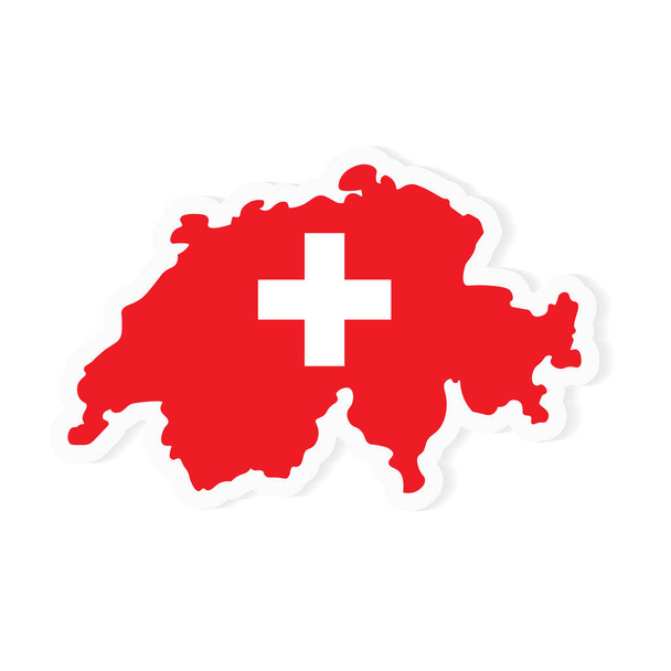 vermelho Suíça mapa e bandeira - ilustração vetorial
 - Vetor, Imagem