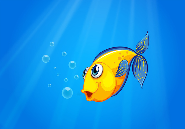 Keltainen kala ui meren alla
 - Vektori, kuva