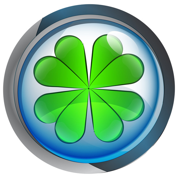isolated blue circle button with cloverleaf vector - Vector, Image
