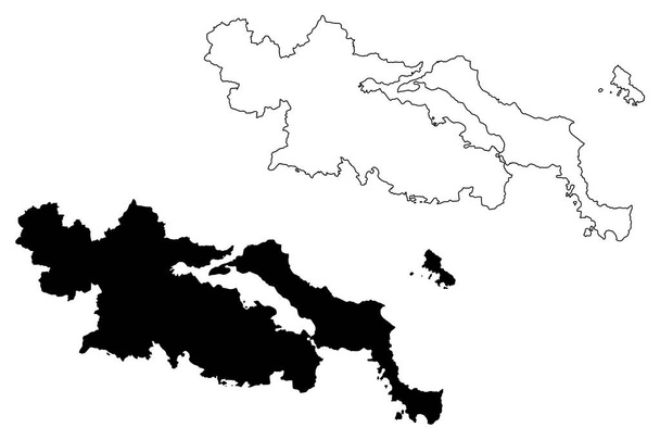 Central Greece Region (Greece, Hellenic Republic, Hellas) map vector illustration, scribble sketch Central Greece map - Vector, Image