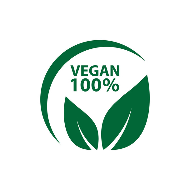 vegan icon bio ecology organic,logos label tag green leaf - Vector, afbeelding