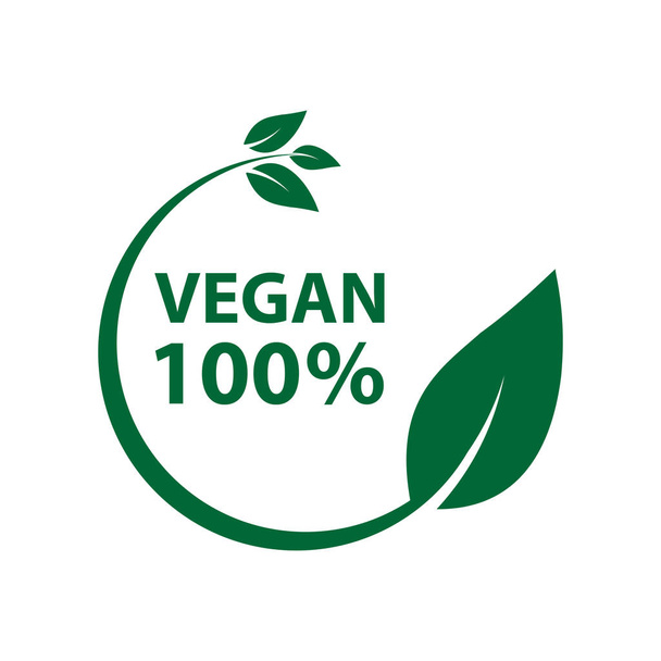 Vegane Ikone Bio-Ökologie Bio, Logos Etikett grünes Blatt - Vektor, Bild