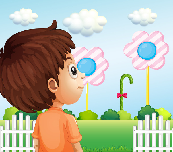 A child looking at the lollipop - Vector, Image