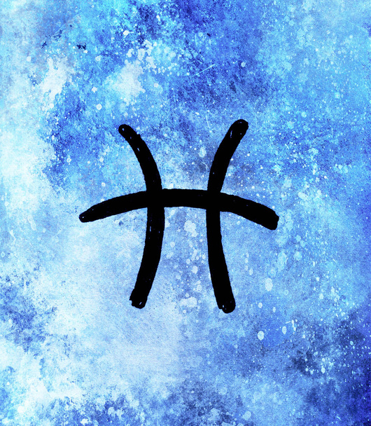 Hand drawn horoscope astrology symbols, blue background. - Foto, Bild