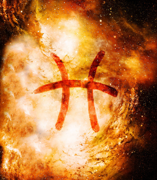 Horóscopo dibujado a mano símbolos astrológicos en el espacio cósmico. - Foto, imagen
