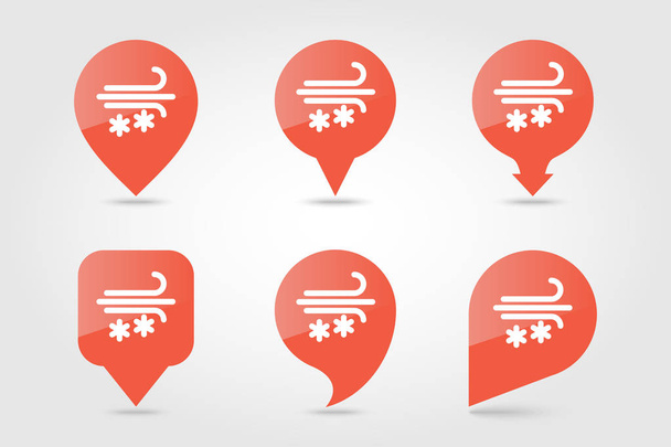 Hóvihar SnowStorm PIN Térkép ikonra. Weather - Vektor, kép