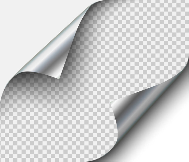 Καμπύλη σελίδα με σκιά σε λευκό φύλλο χάλυβα μέταλλο - Διάνυσμα, εικόνα