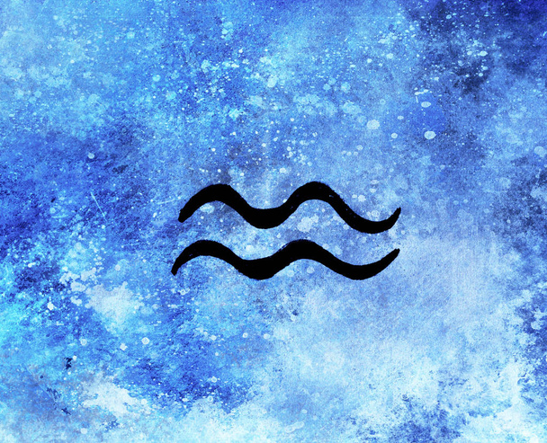 Hand drawn horoscope astrology symbols, blue background. - Photo, Image