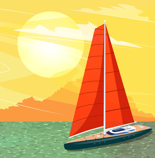Banner de navio à vela em estilo cartoon
 - Vetor, Imagem