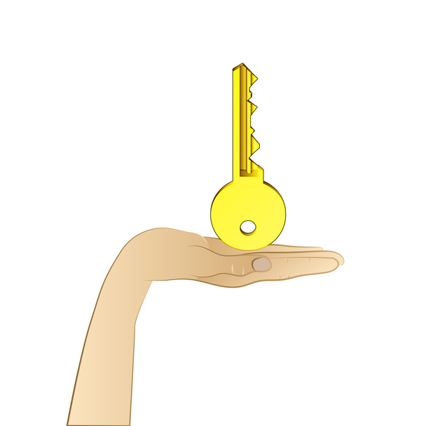 palma humana sosteniendo vector llave dorada
 - Vector, Imagen