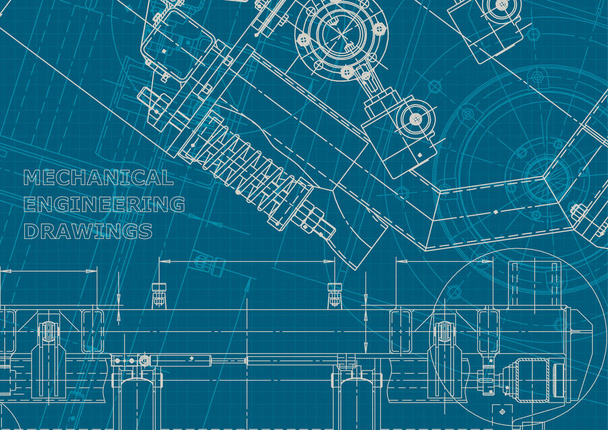 Blueprint. Corporate style. Instrument-making drawings - Vector, Image