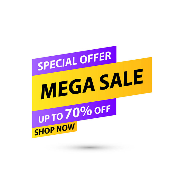 Sale tag. Special offer, big sale, discount, best price, mega sale banner. Shop or online shopping. Sticker, badge, coupon, store. Vector Illustration. - Vetor, Imagem
