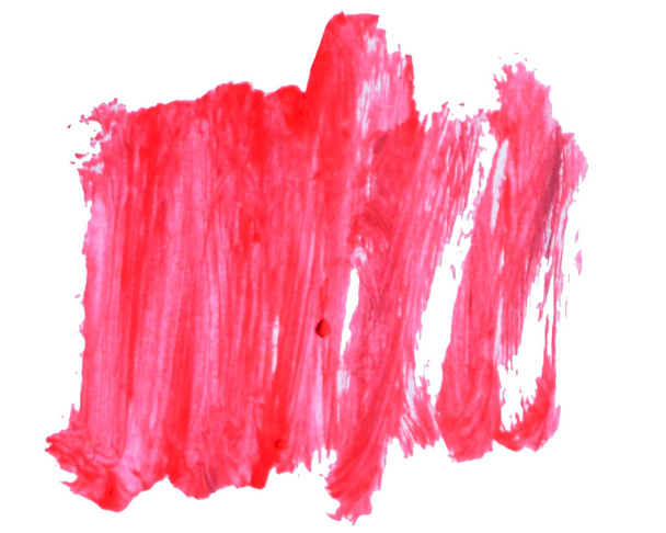 Textura acrílica pintada a mano aislada sobre fondo blanco. Forma en color rojo. Perfecto para la decoración, diseño lable, logotipo, tarjetas
 - Foto, Imagen