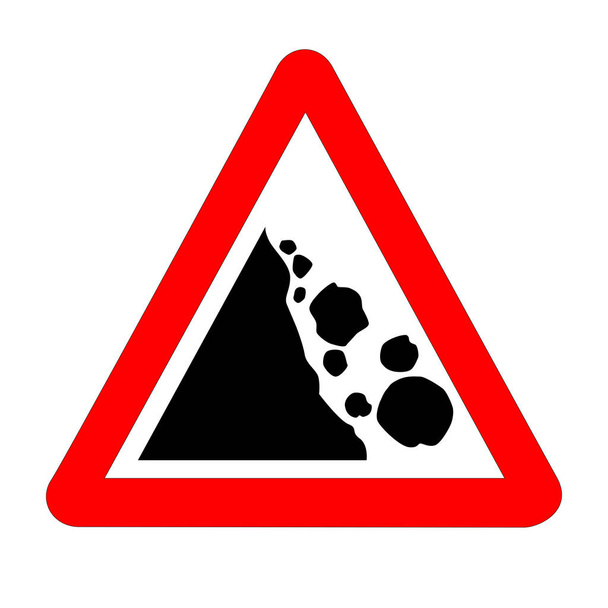 Nebezpečí padající kameny dopravní znak izolovaný - Vektor, obrázek