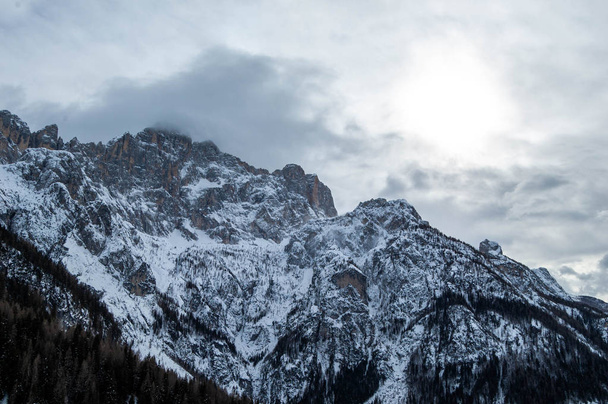 View of Civetta in Dolomite mountains in Italy on winter day - Photo, Image