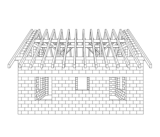 huis bouw lijntekening vector - Vector, afbeelding