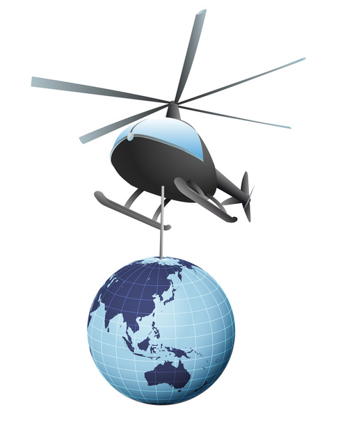 elszigetelt Ázsia globe helikopter közlekedési vektor - Vektor, kép