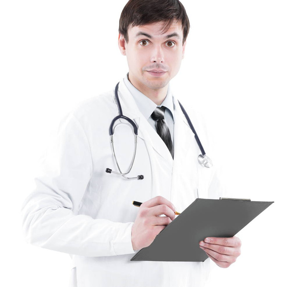 Portrait of a young doctor. Doctor in white coat - Photo, Image