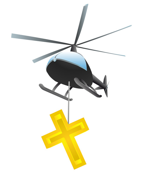 απομονωμένοι θρησκευτικών διασχίσουν ελικόπτερο μεταφορών διάνυσμα - Διάνυσμα, εικόνα