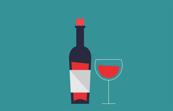 bouteille de vin et verre de vin image vectorielle isolée
 - Vecteur, image