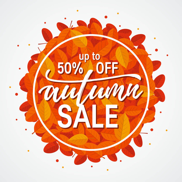 Fall sale promotion design in flat style - Vector, afbeelding