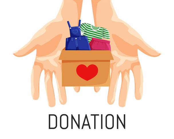 Vector Flat Illustration of Clothes Donation - Vector, Image