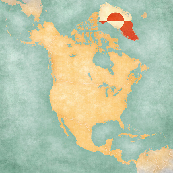 Kaart van Noord-Amerika - Groenland (Vintage Series) - Foto, afbeelding