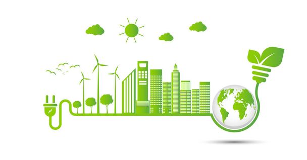 Energy ideas save the world concept Power plug green ecology   - Vector, Image