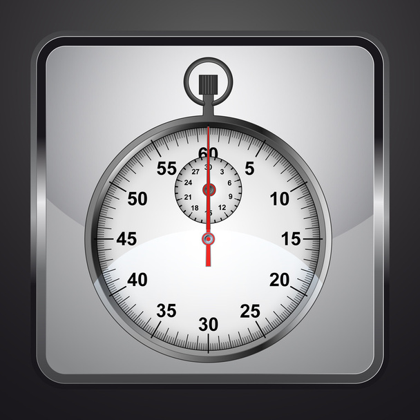 γυαλιστερό χρονόμετρο για ασημένια τετράγωνο κουμπί διάνυσμα - Διάνυσμα, εικόνα