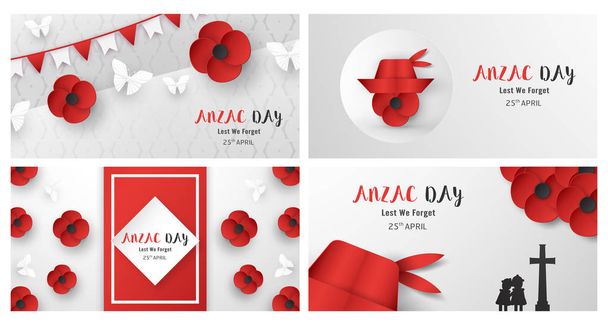Feliz Día de Anzac el 25 de abril para quien sirvió y murió en Australia
 - Vector, imagen