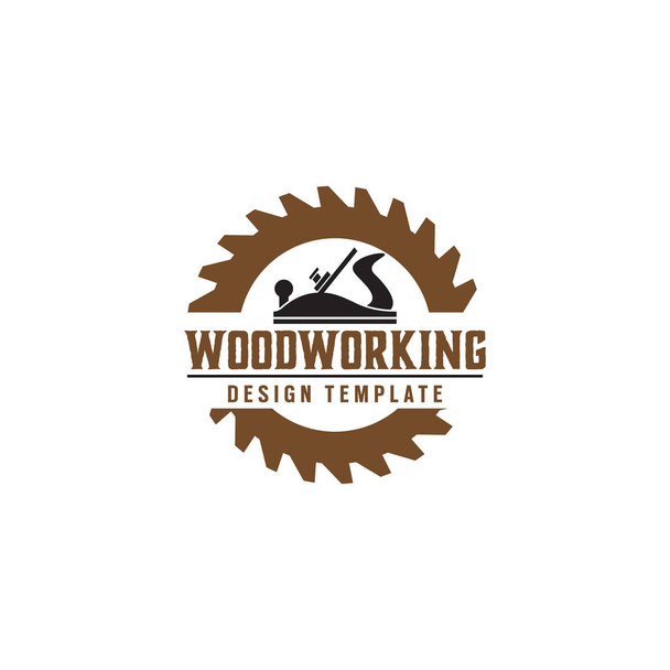 Holzbearbeitung Getriebe Logo Design Vorlage Vektorelement isoliert - Vektor, Bild