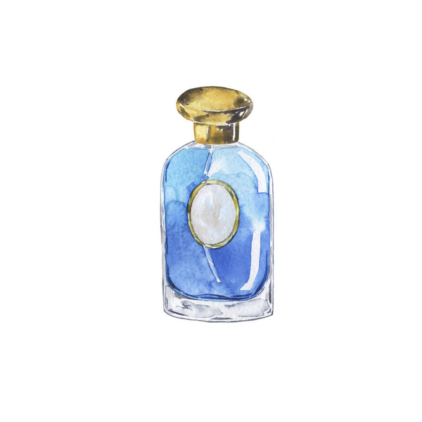 Colorful hand-drawn with perfume bottle isolated on white  - Fotó, kép